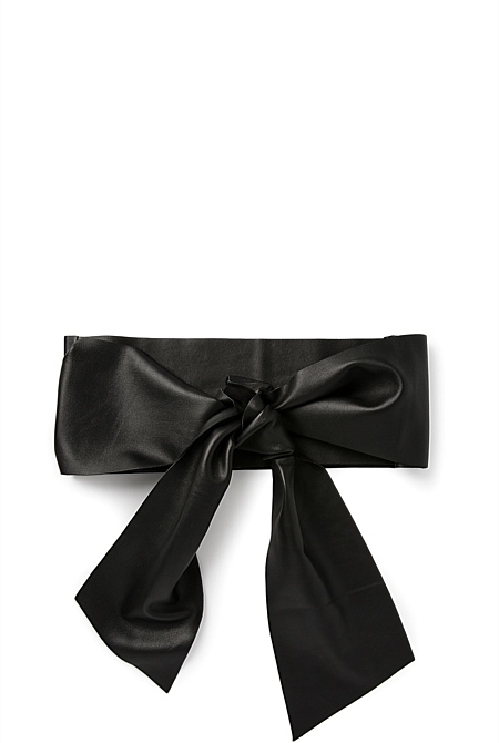 Black Soft Leather Tie Belt - Collection 2 | Country Road