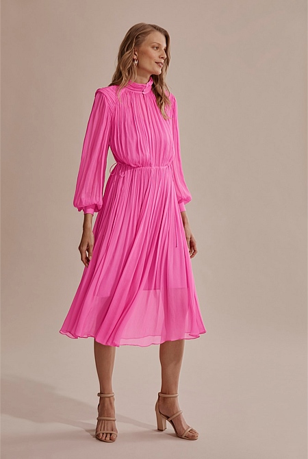 Sherbert Pink High Neck Dress - Dresses ...