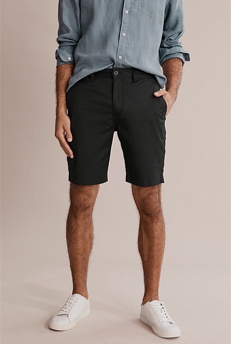 Black Verified Australian Cotton Stretch Chino Short - Shorts | Country ...