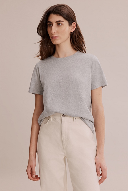 Light Grey Marle Basic Australian Cotton T-Shirt - T-Shirts & Tops ...