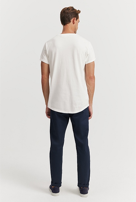 White Australian Cotton Longline Garment Dyed T-Shirt - Australian ...