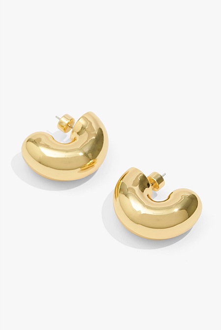 Gold Statement Round Hoop Earring - Earrings | Country Road