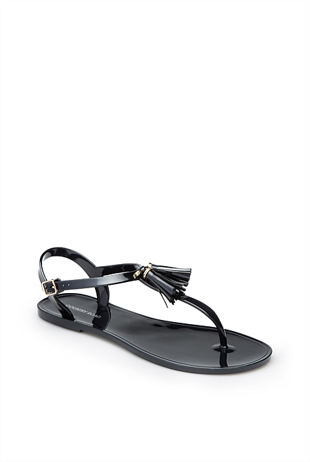 Black Emma Tassel Jelly - Sandals & Thongs | Country Road
