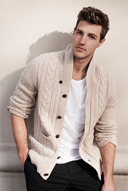 Oatmeal Marle Lambswool Blend Nep Shawl Cardigan - Knitwear | Country Road