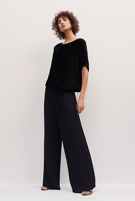 Black Pleat Palazzo Pant - Collection 1 | Country Road