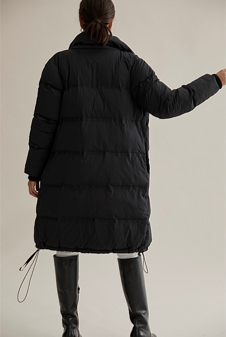 womens longline puffer jacket australia