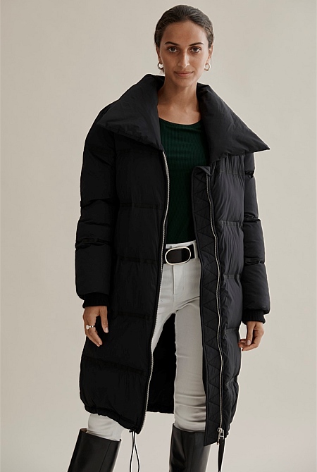 Black Longline Puffer - Jackets & Coats | Country Road