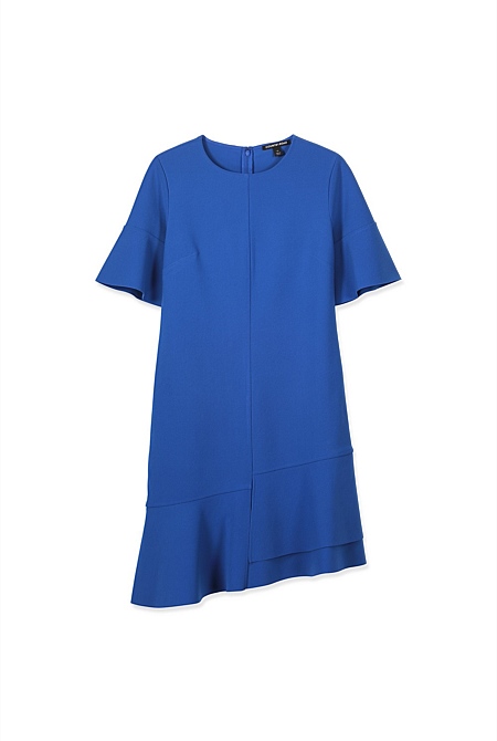 Blue Flutter Sleeve Dress - Dresses ...