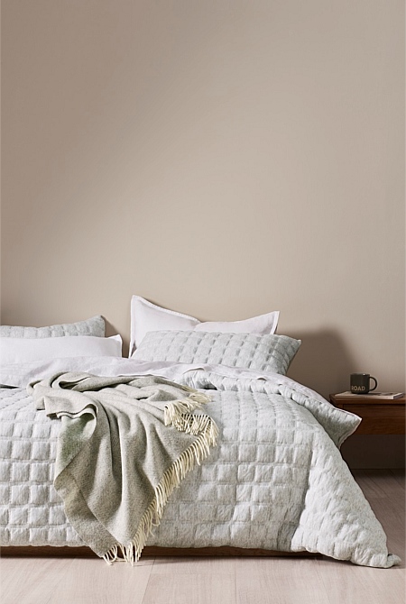 Monn Queen Quilt Cover Bed Linen, Grey Quilted Duvet Cover