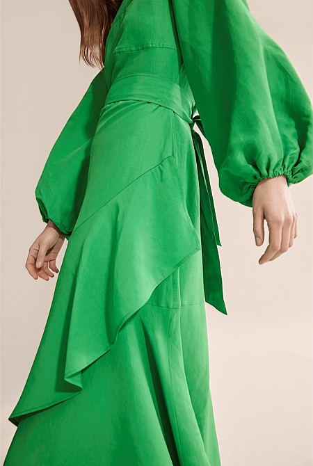 Vivid Green Ruffle Dress - Dresses ...