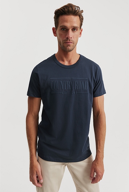 Navy Verified Australian Cotton Heritage Logo T-Shirt - Natural Fibres ...