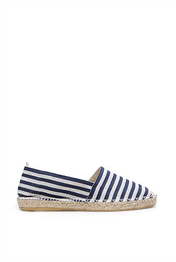 Navy Authentic Striped Espadrille - Casual Shoes | Country Road