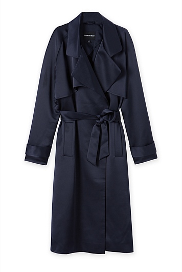 Ink Blue Soft Satin Trench - Jackets & Coats | Country Road