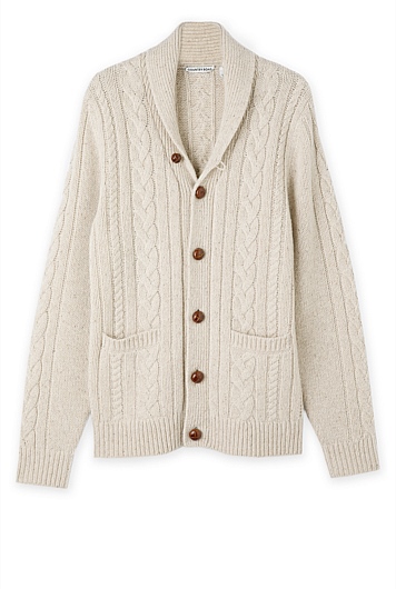 Oatmeal Marle Lambswool Blend Nep Shawl Cardigan - Knitwear | Country Road