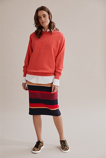 Crimson Stripe Rib Tube Skirt - Skirts | Country Road