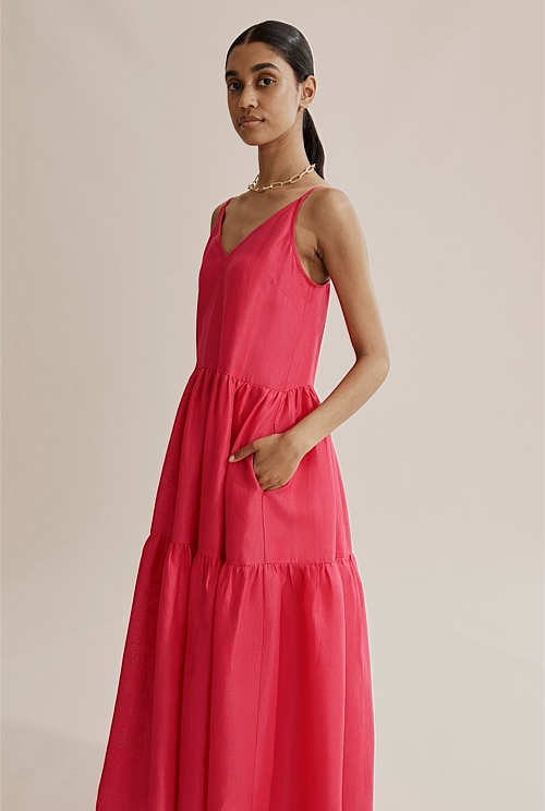 Raspberry Tiered Maxi Dress - Dresses ...