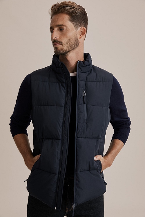 Ink Blue Recycled Polyester Puffer Vest - Jackets & Coats | Country Road