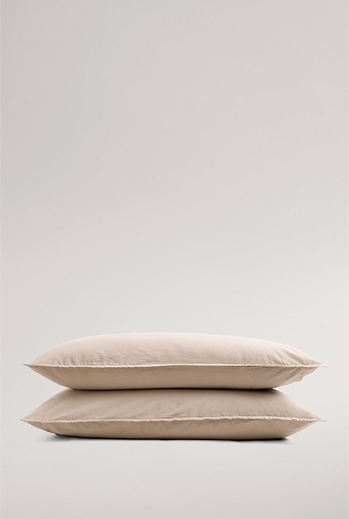 Natural Brae Australian Cotton Standard Pillowcase Pair - Natural ...