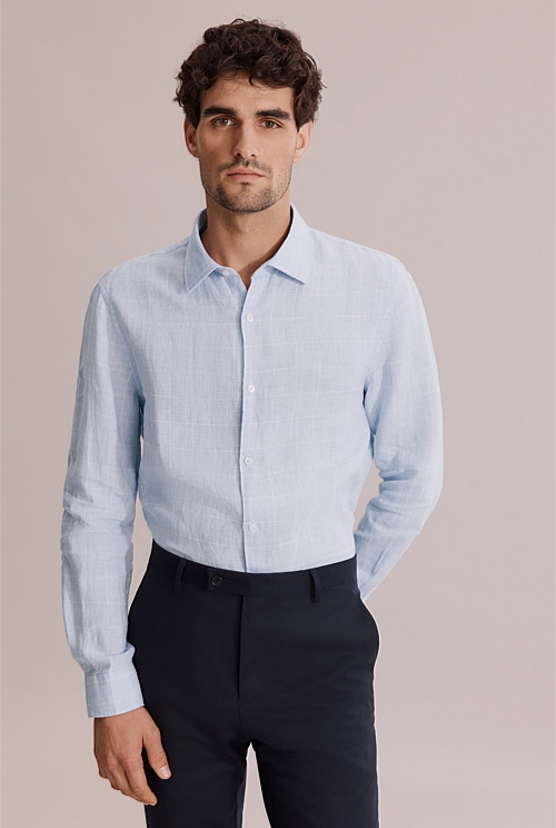 countryroad.com.au | Tailored Fit Organically Grown Linen Check Shirt