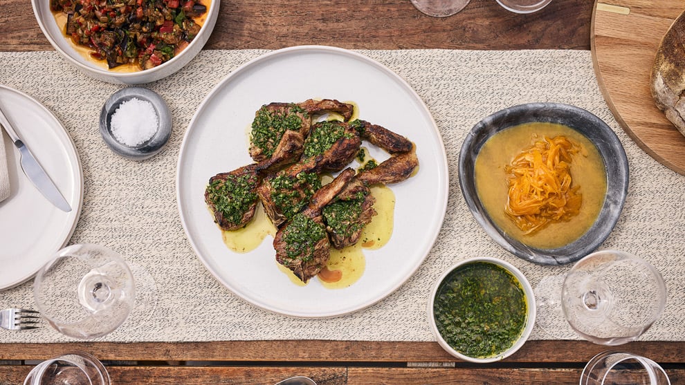 An Easter Feast: Massimo Mele's Barbecue Lamb, Eggplant Caponata and Salsa Verde