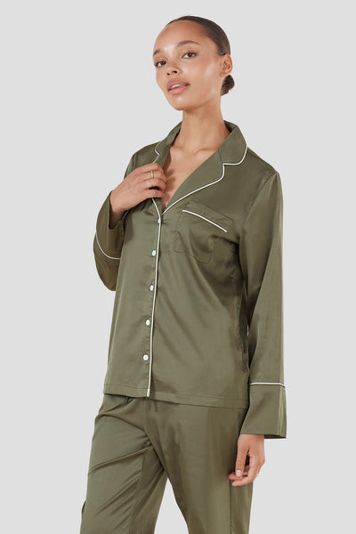 Luella Olive Silky Satin Pj Set - Olive - image 2