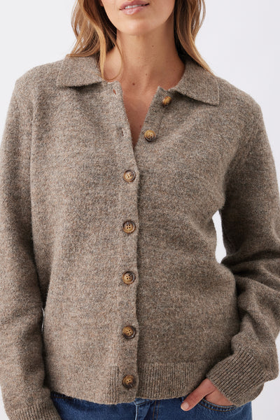 Brodie Collared Maternity Cardigan - Light Brown - image 2