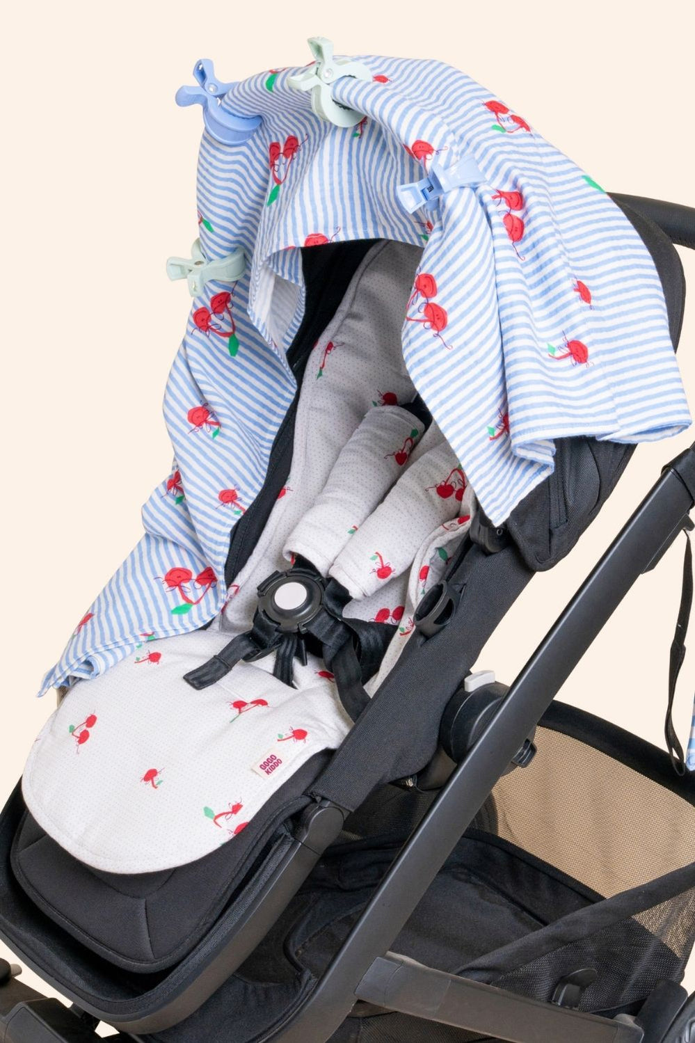 Light And Breathable Muslin Swaddle Wrap - Cherry Chic - Blue - image 3