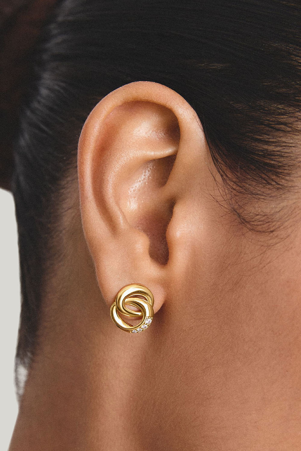 Ear Studs Together With Zirconia In Gold - Gold - image 2