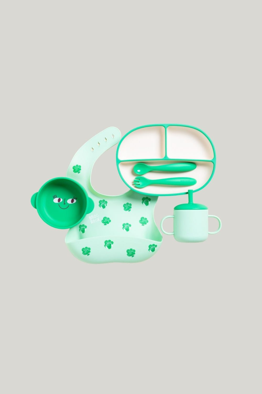 Fun Firsts Feeding Set Silicone - Green - image 1