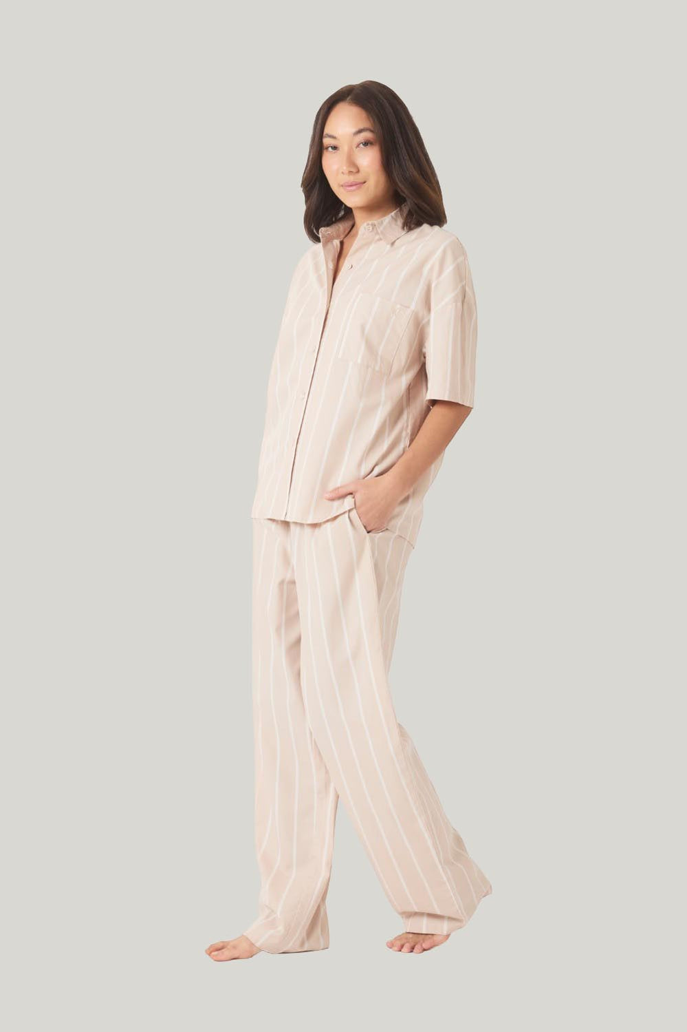 Sybill Cotton Long Pj Set - Beige - image 2