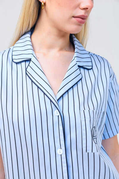 Poppy Stripe Short Pj Set - Blue - image 4