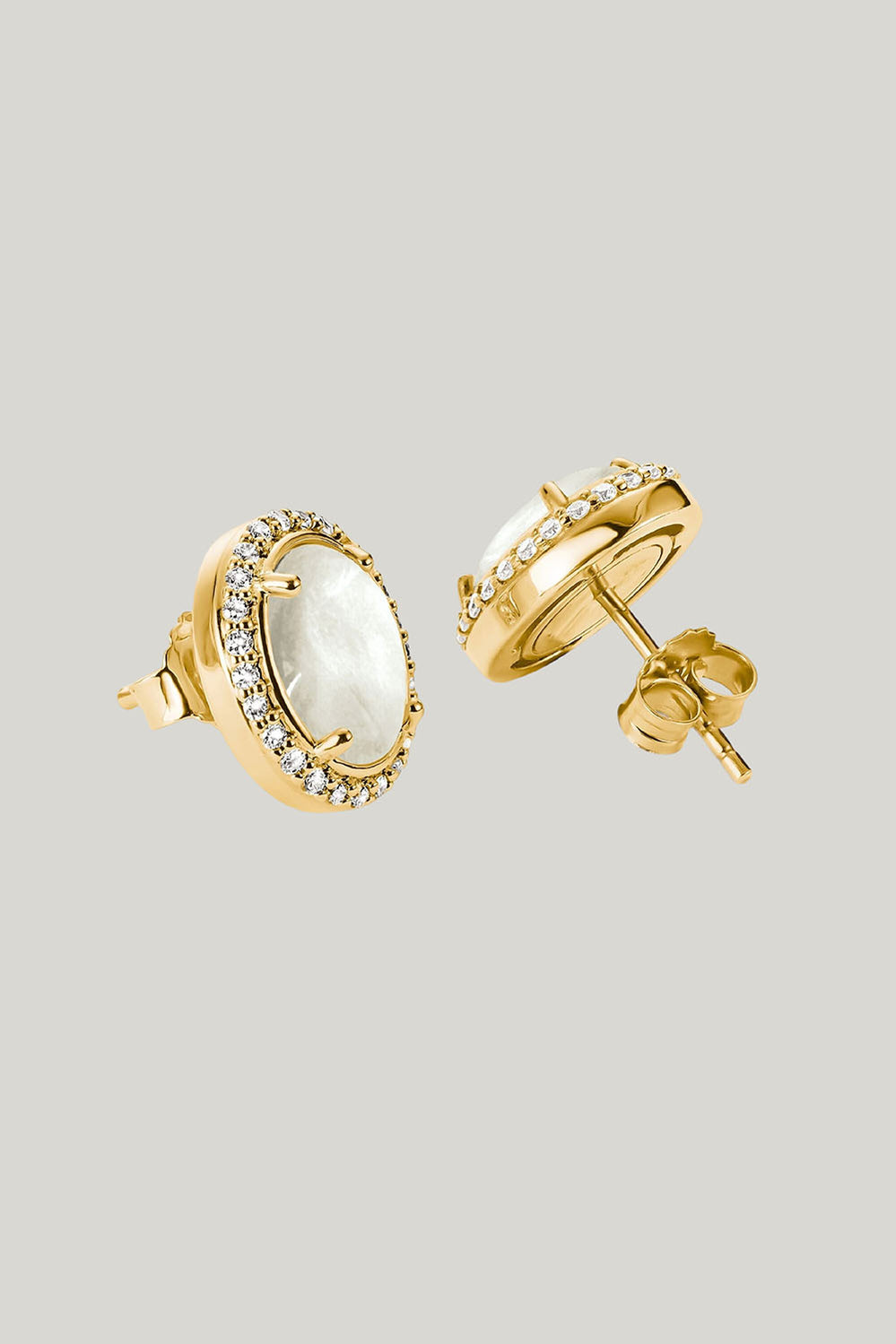 Ear Studs Mother-of-pearl With Zirconia In Gold - Gold - image 3