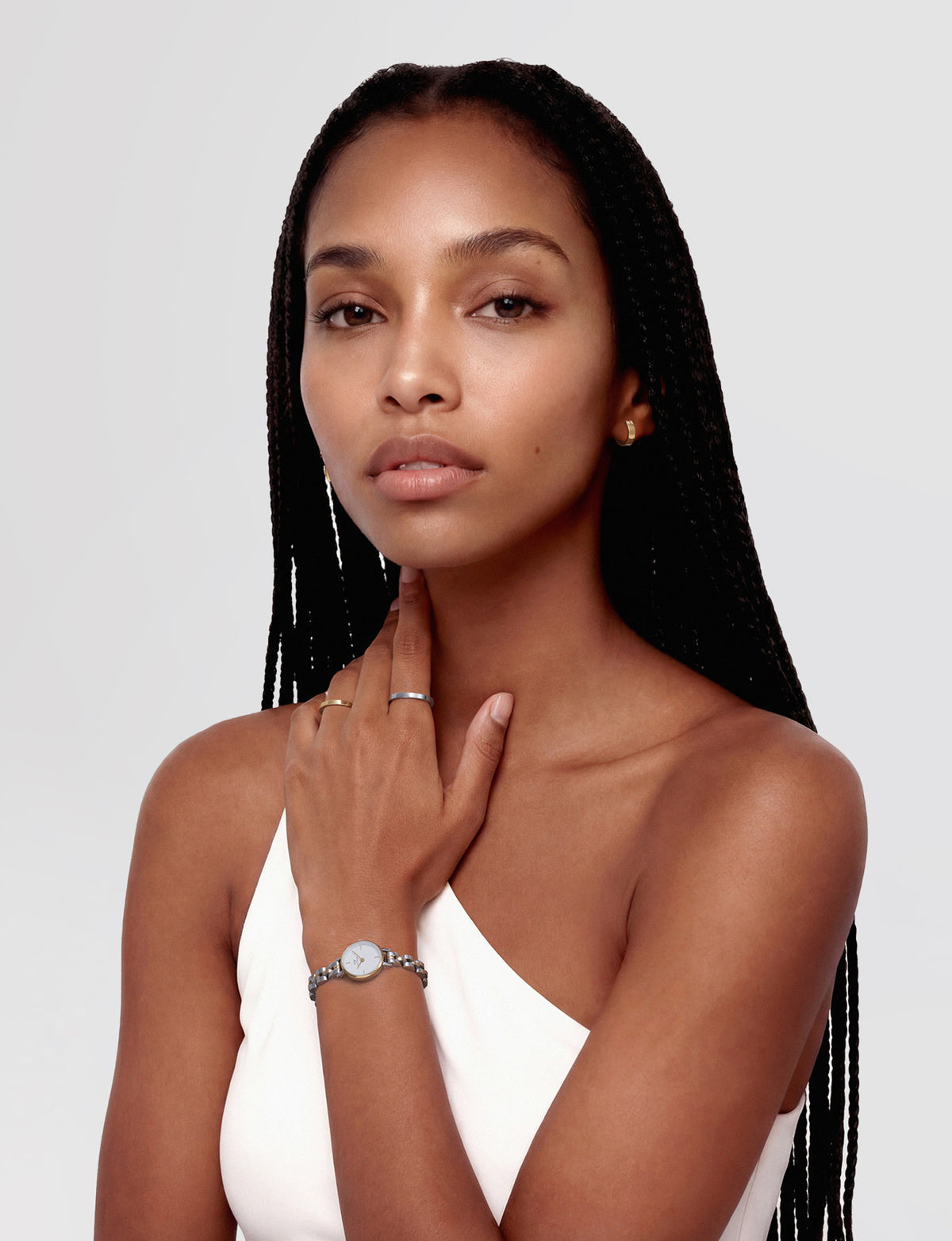 Petite Mini Arch Link Two Tone Watch - Silver Gold - image 3