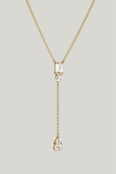 Bold Y Chain With Stones In Gold - Gold - image 1
