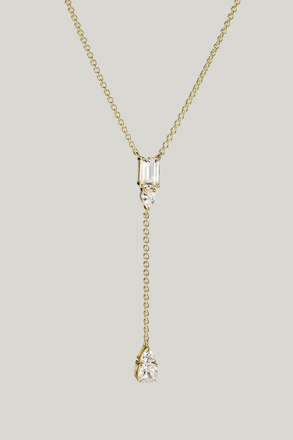 Bold Y Chain With Stones In Gold - Gold - image 1