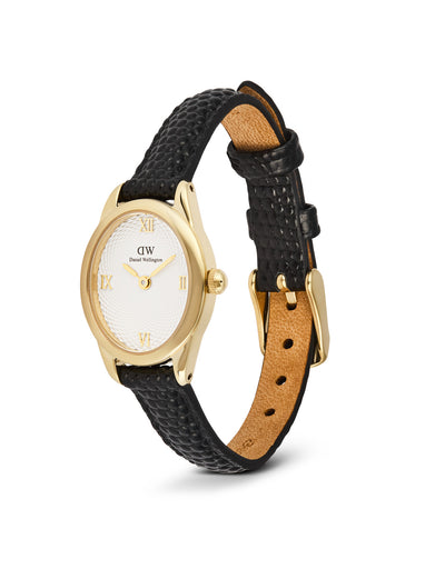 Ophelia Mini Black Leather & Gold Watch - Gold - image 4