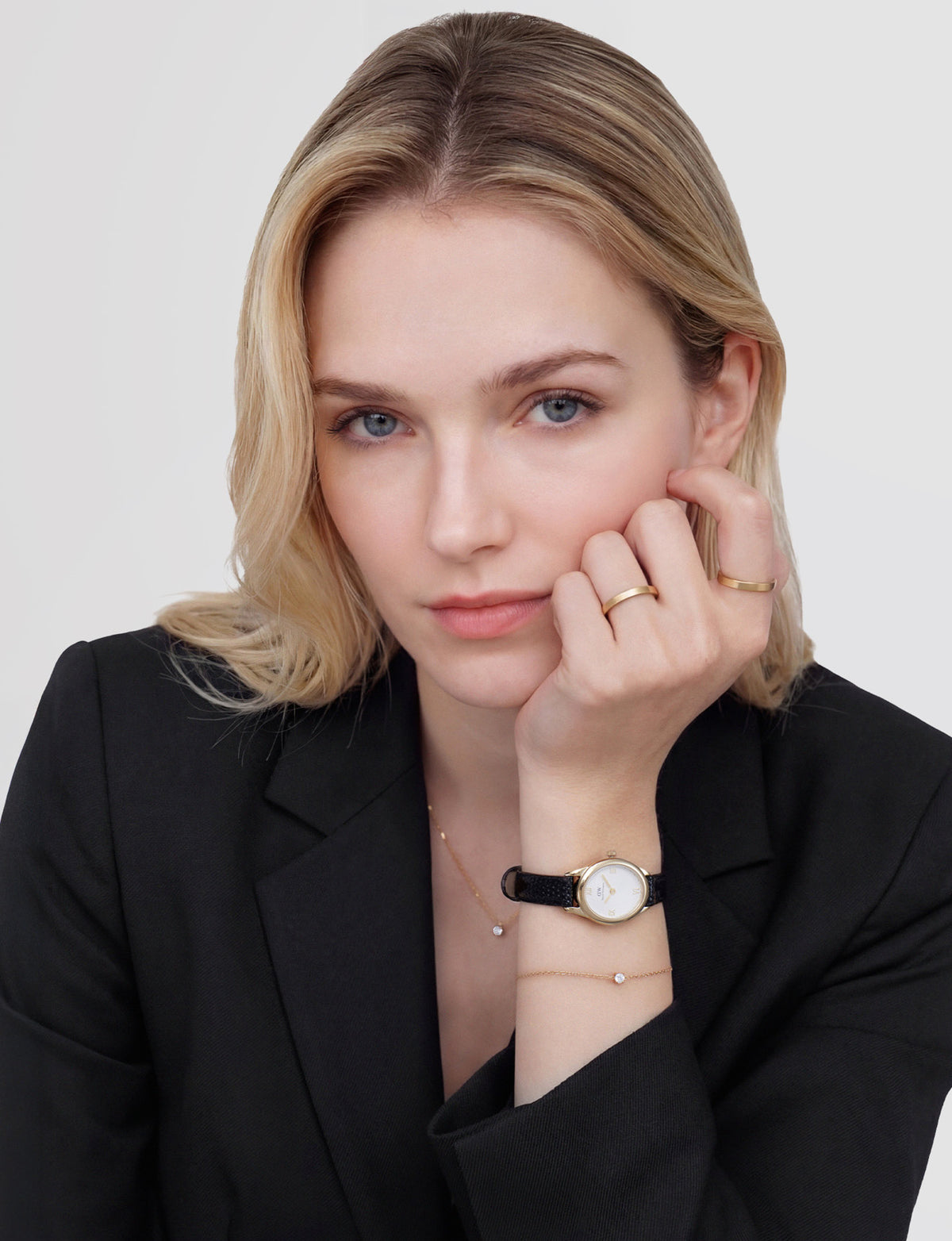 Ophelia Mini Black Leather & Gold Watch - Gold - image 2