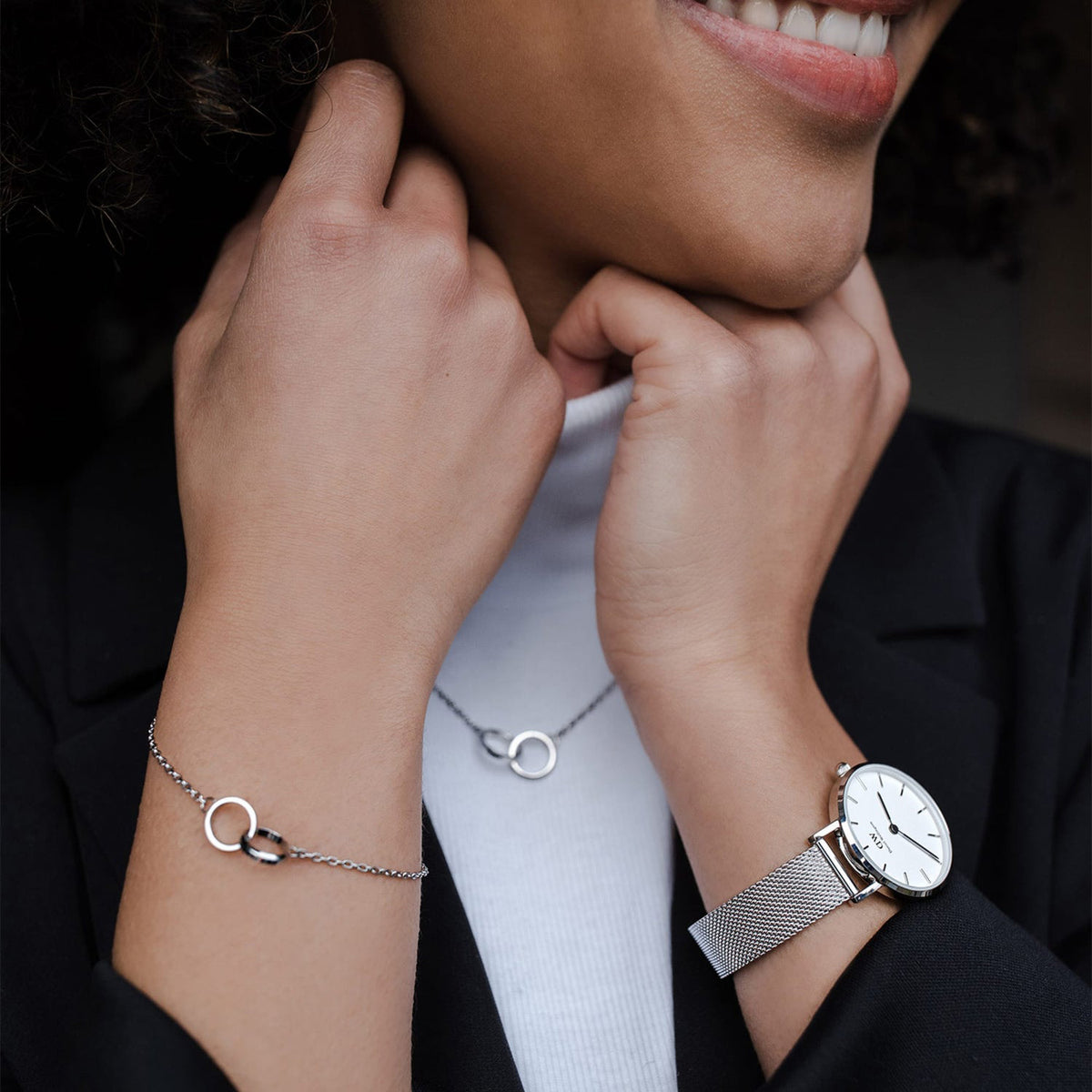 Petite 28 Sterling Silver & White Watch - Silver - image 2