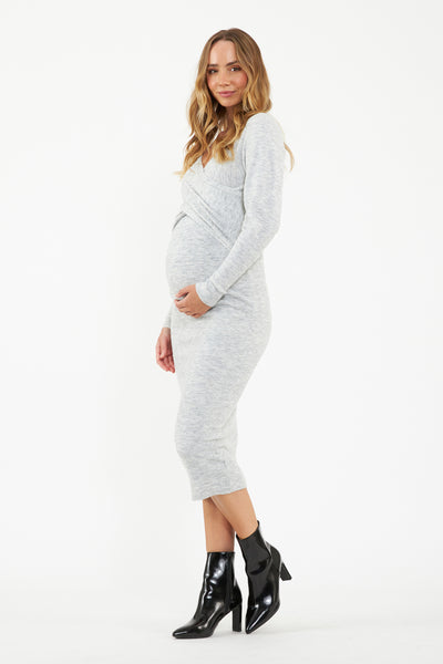 Heidi Nursing Knit Dress - Grey Marle - image 3