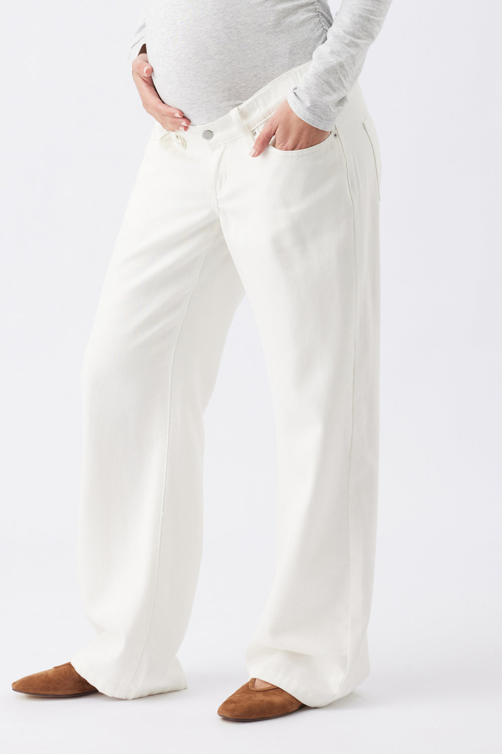 Billie Elastic Waist Maternity Jean - Cream - image 3