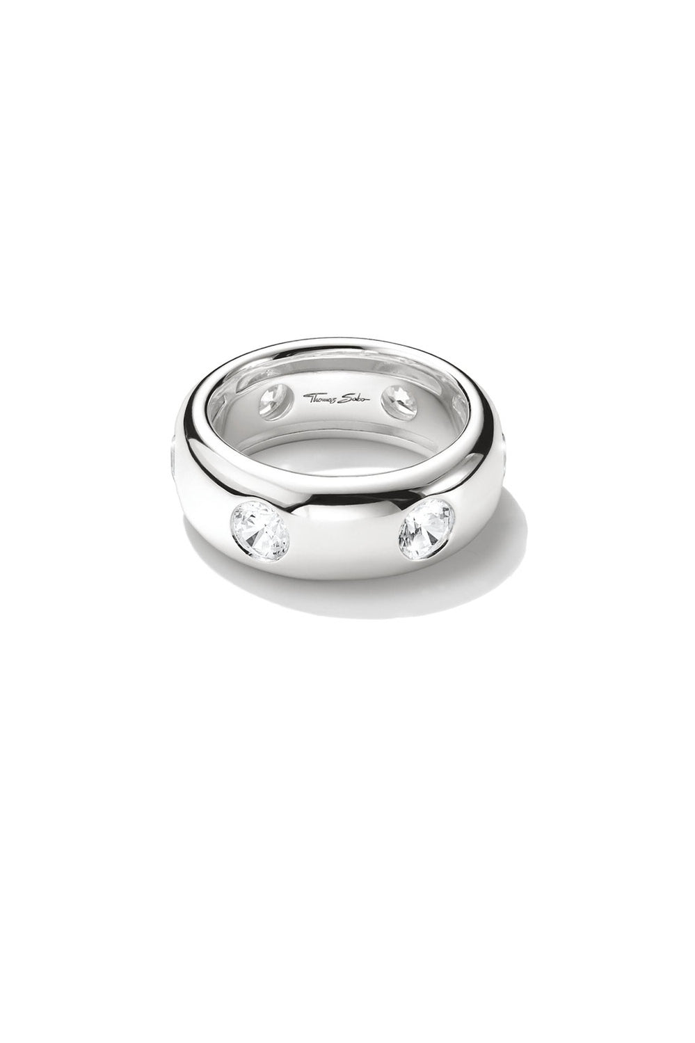 Bold Band Ring With Stones In Silver - Silver - image 2