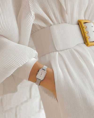 Quadro 20x26 Pressed Sterling Silver & White Watch - Silver - image 2