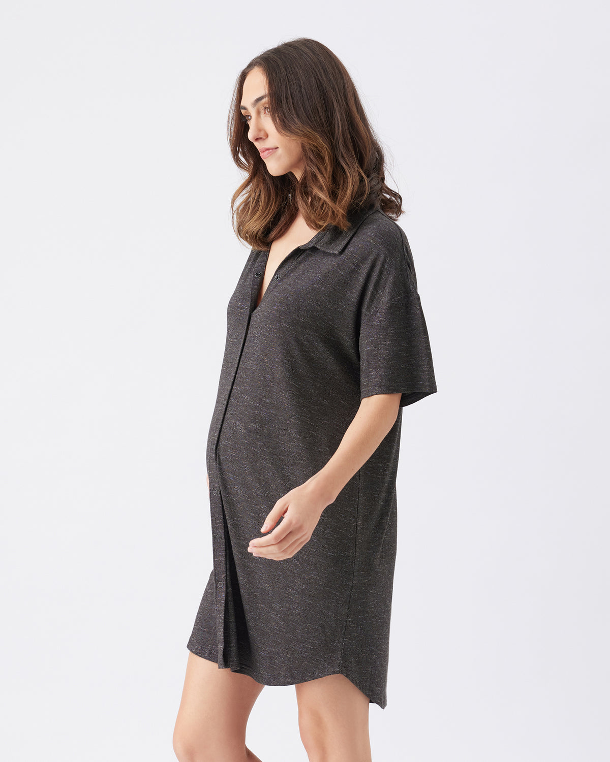 Dreamy Maternity Night Shirt - Charcoal - image 3
