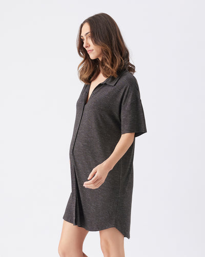 Dreamy Maternity Night Shirt - Charcoal - image 3