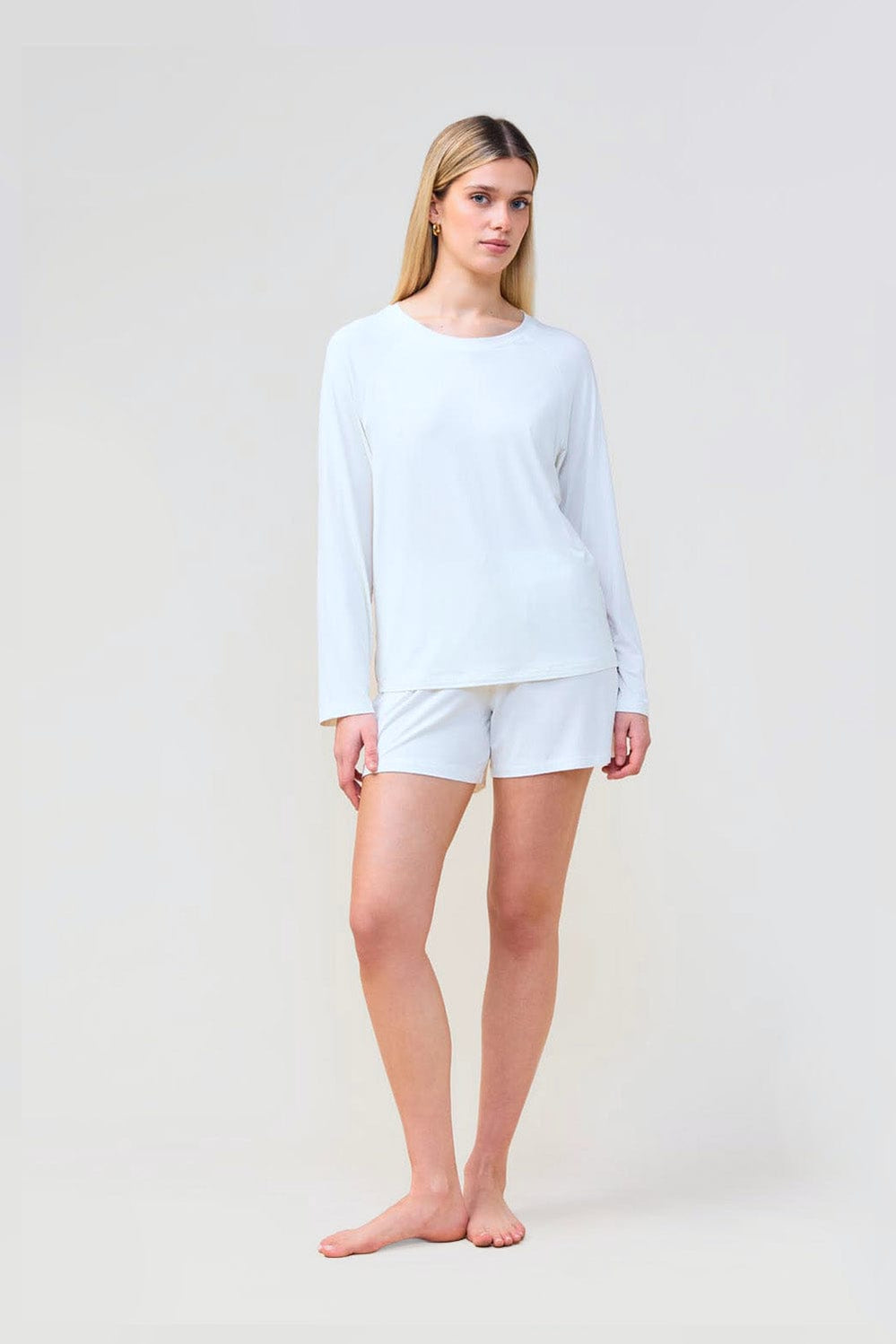 Pippa Bamboo Shorts With Stripe - Ecru - image 2