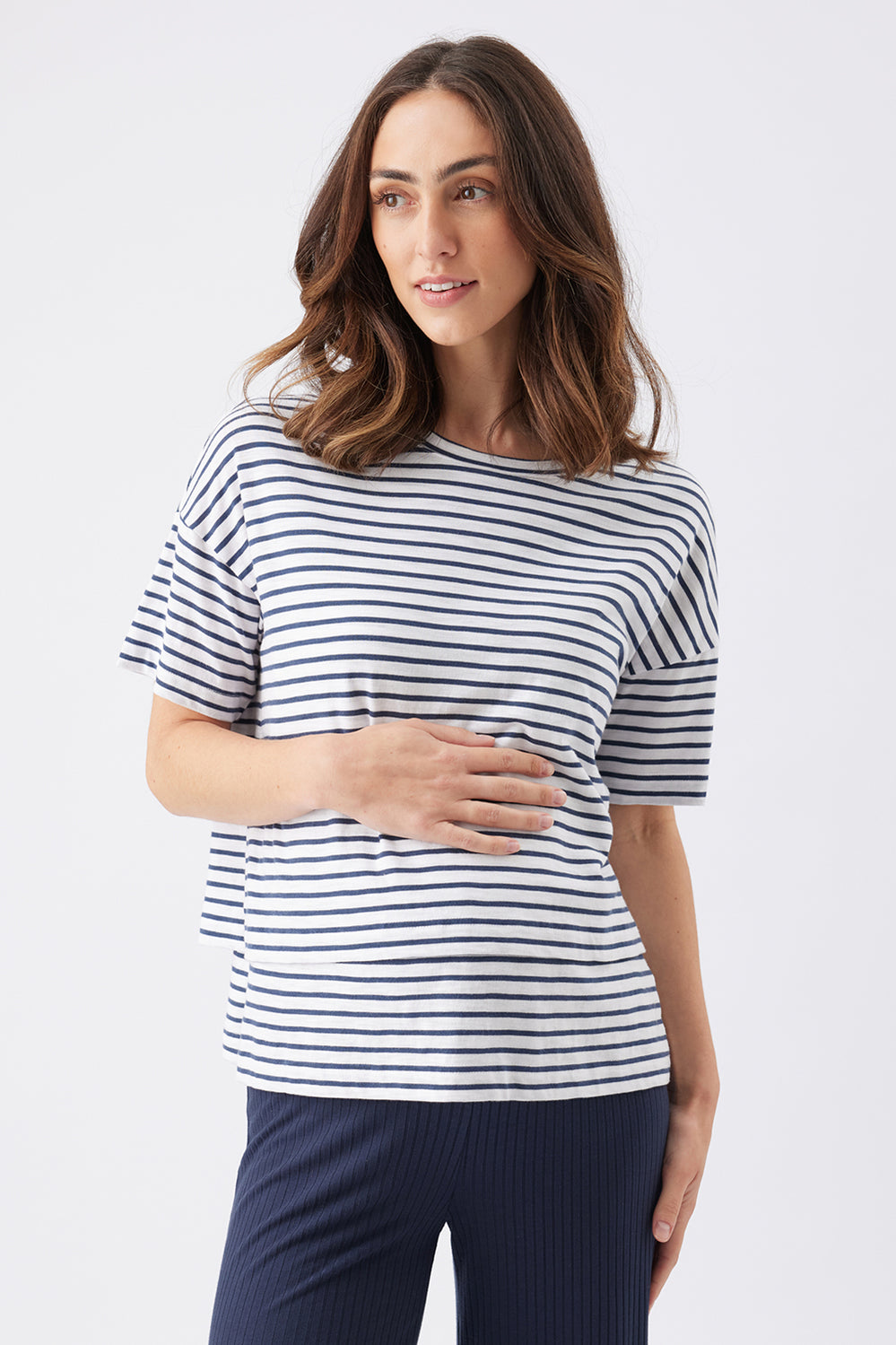 Claudette Nursing Tee - Navy/White - image 3