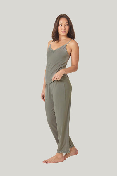 Britt Bamboo Lace Cami Long Pj - Olive - image 2