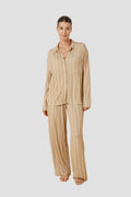 Harlow Bamboo Striped Pj Set - Biscuit - image 1