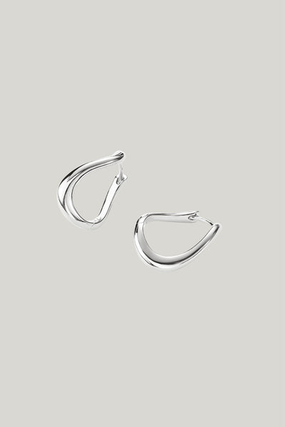 Hoop Earrings Wave-shaped In Silver - Silver - image 3
