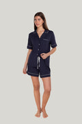 Sadie Bamboo Short Pj Set - Navy - image 1